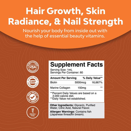 Natures Craft Collagen Biotin Drops for Hair Growth 60Ml.