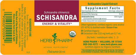 Herb Pharm Certified Organic Schisandra Berry Liquid Extract 30Ml. 2 Pack