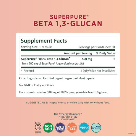 Pure Synergy SuperPure Beta 1,3-Glucan Extract 60 Capsulas