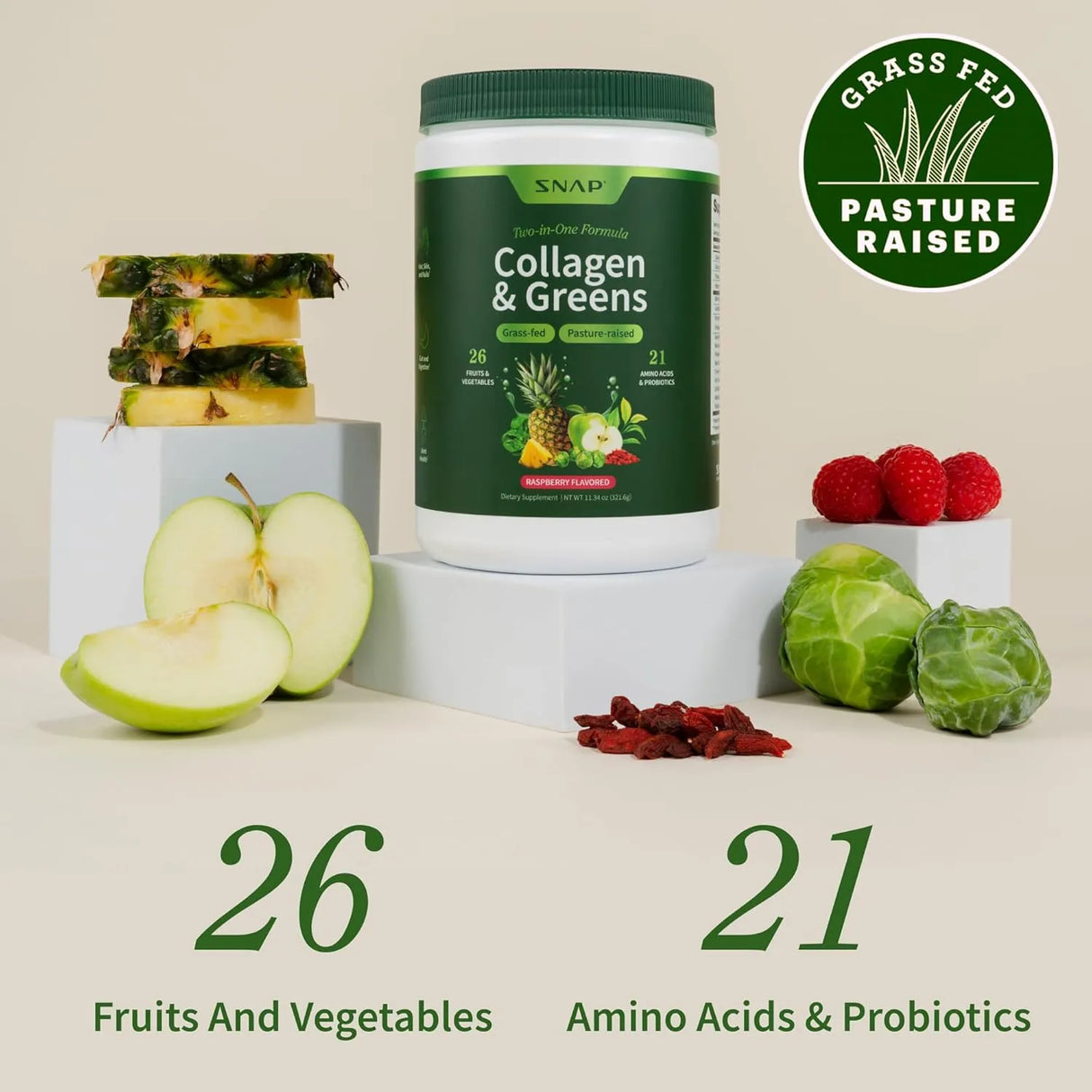 SNAP - Snap Super Greens Powder with Collagen 30 Servicios 321Gr. - The Red Vitamin MX - Suplementos Alimenticios - {{ shop.shopifyCountryName }}
