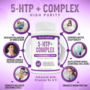 Purely Optimal Premium 5-HTP Plus Supplement 250Mg. 60 Capsulas