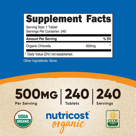 Nutricost Organic Chlorella 500Mg. 240 Tabletas