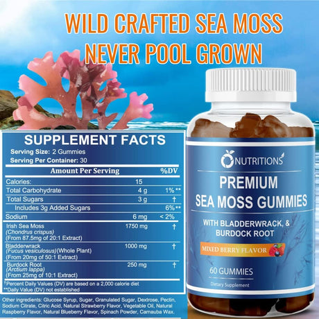 O Nutritions Premium Sea Moss 60 Gomitas