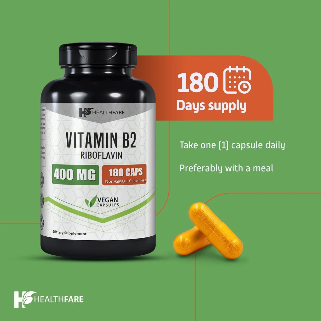 HEALTHFARE - Healthfare Vitamin B2 Riboflavin 400Mg. 180 Capsulas 2 Pack - The Red Vitamin MX - Suplementos Alimenticios - {{ shop.shopifyCountryName }}