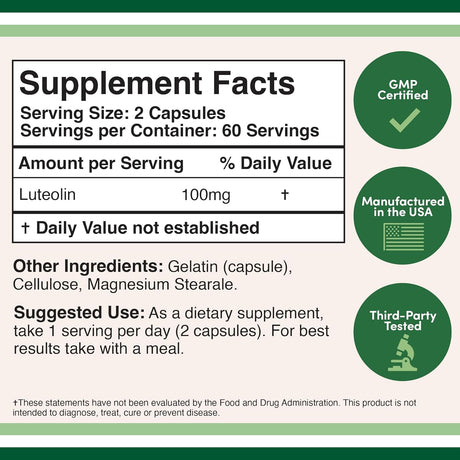 Double Wood Supplements Luteolin 100Mg. 120 Capsulas