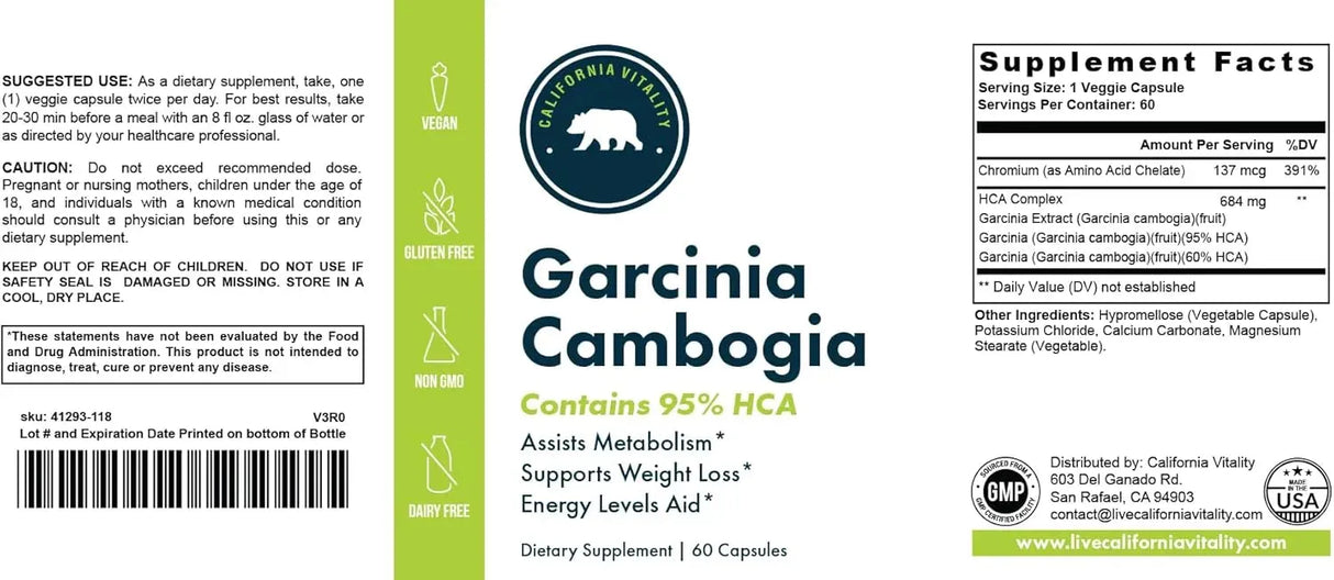 CALIFORNIA VITALITY - California Vitality Garcinia Cambogia 60 Capsulas - The Red Vitamin MX - Suplementos Alimenticios - {{ shop.shopifyCountryName }}