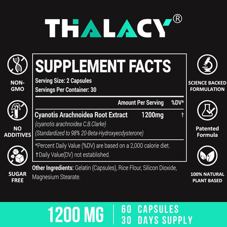 Thalacy Beta Ecdysterone 1200Mg. 60 Capsulas 2 Pack