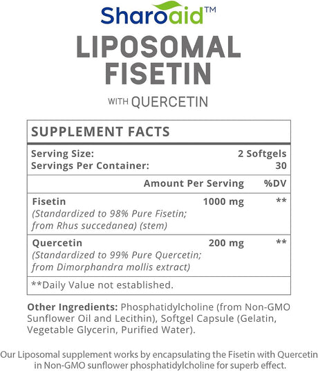 Sharoaid Liposomal Fisetin with Quercetin 1200Mg. 60 Capsulas 2 Pack