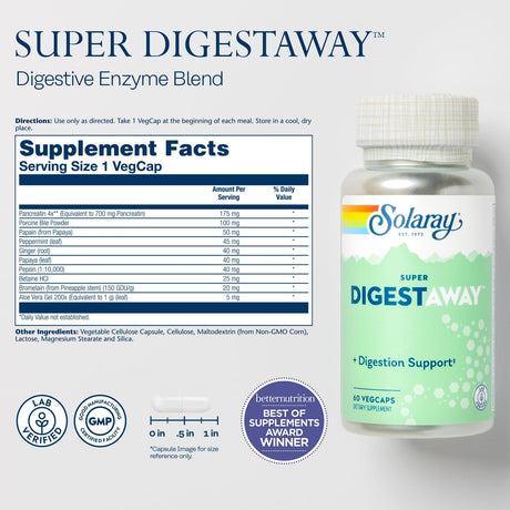 SOLARAY Super Digestaway Digestive Enzymes 60 Capsulas