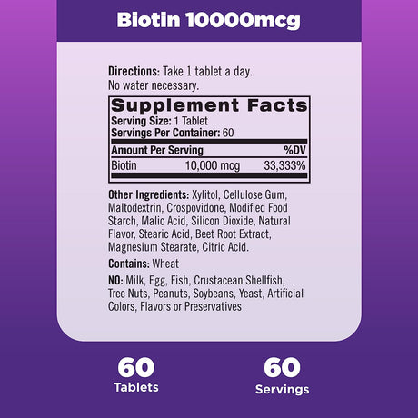 Natrol Biotin 10,000 mcg 60 Tabletas