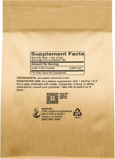 Pure Original Ingredients Inulin FOS Powder 226.8Gr.