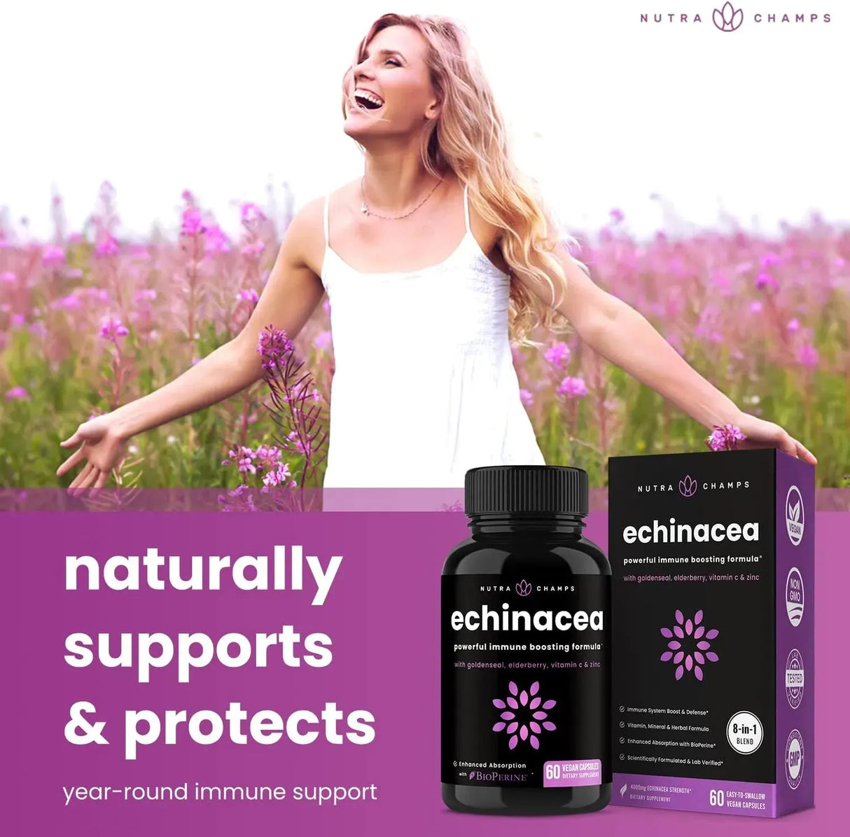 NUTRACHAMPS - NutraChamps Echinacea Goldenseal 1000Mg. 60 Capsulas - The Red Vitamin MX - Suplementos Alimenticios - {{ shop.shopifyCountryName }}