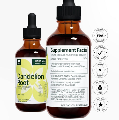 Herbana Dandelion Root Liquid Extract 4 Fl.Oz.