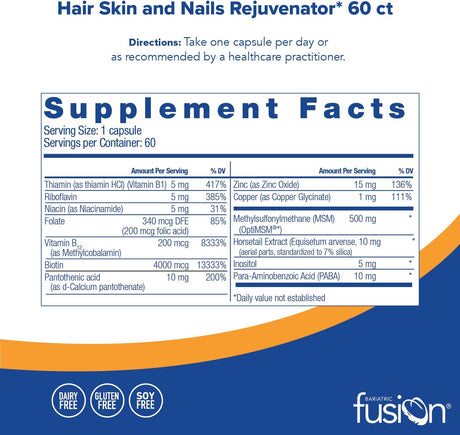 Bariatric Fusion ONE Per Day Bariatric Hair Skin and Nails 60 Capsulas