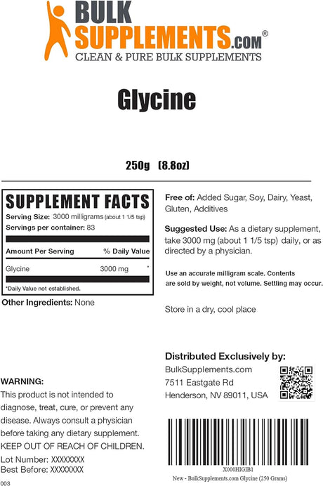 Bulk Supplements Glycine Powder 250Gr.