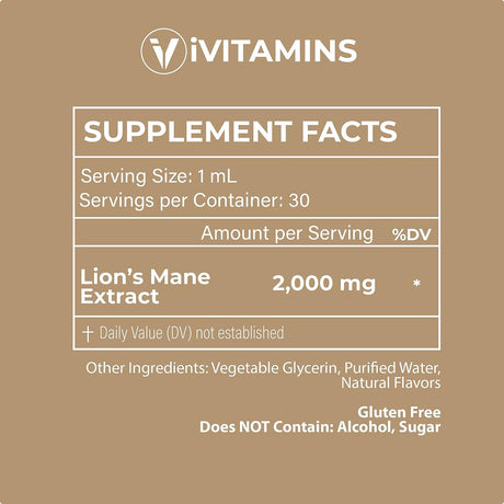 IVitamins Lions Mane Supplement 30Ml. 2 Pack