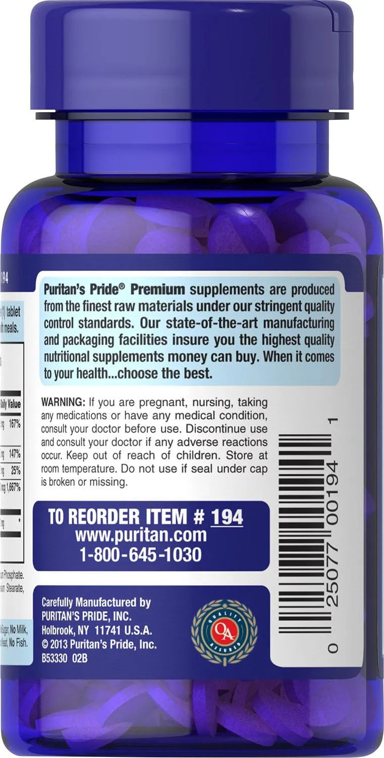 PURITAN'S PRIDE - Puritan's Pride Premium Vitamin B-Complex and Vitamin B-12 180 Tabletas - The Red Vitamin MX - Suplementos Alimenticios - {{ shop.shopifyCountryName }}