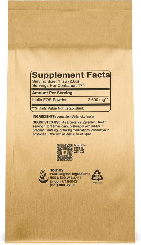 Pure Original Ingredients Inulin FOS Powder 453.6Gr.