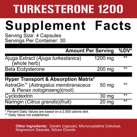 5% Nutrition Turkesterone 1200Mg. 200Mg. Ecdysterone 120 Capsulas