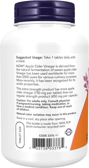 NOW Supplements Apple Cider Vinegar 750Mg. Tabletas