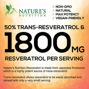 Nature's Nutrition Resveratrol 1800Mg. 60 Capsulas