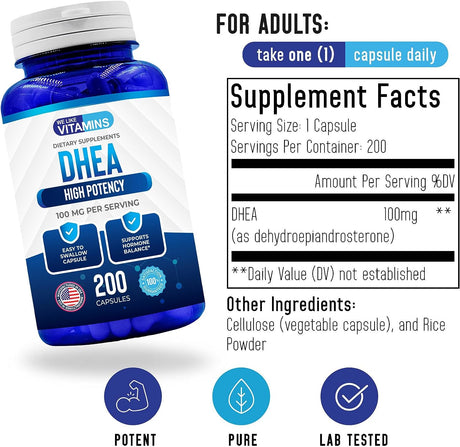 We Like Vitamins DHEA 100Mg. 200 Capsulas