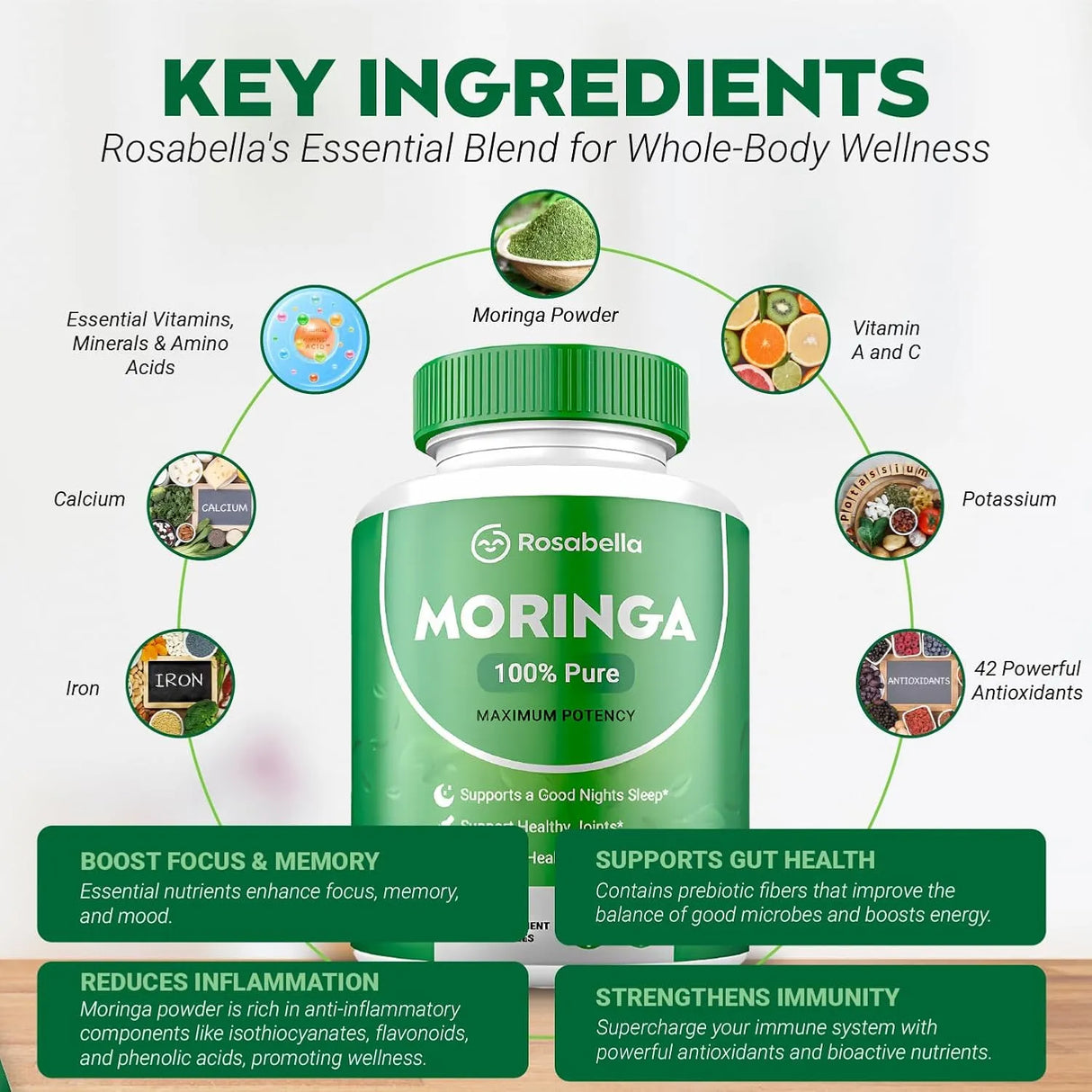 ROSABELLA - Rosabella Moringa 60 Capsulas - The Red Vitamin MX - Suplementos Alimenticios - {{ shop.shopifyCountryName }}