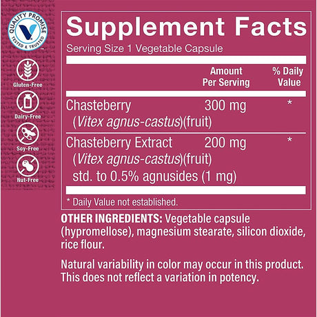 The Vitamin Shoppe Chasteberry Extract 100 Capsulas