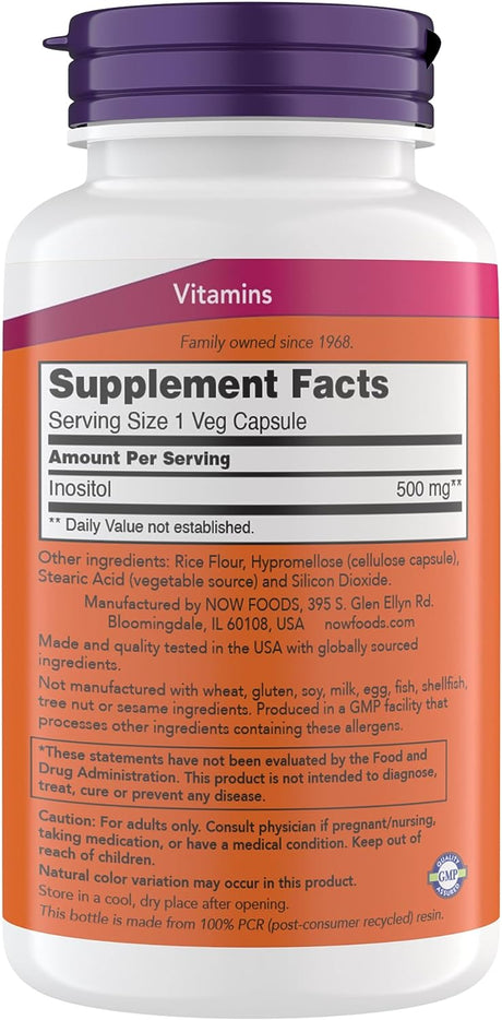 Now Supplements Inositol 500Mg. 200 Capsulas