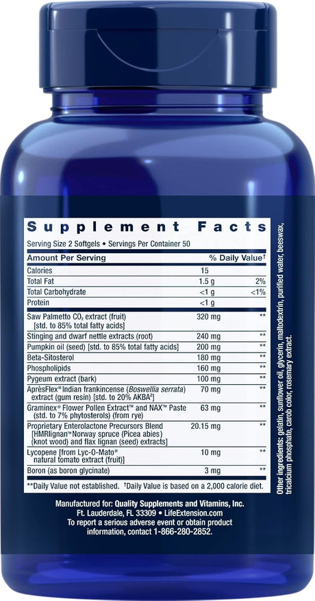 Life Extension Ultra Prostate Formula 100 Capsulas Blandas 2 Pack