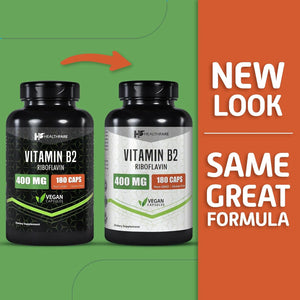 HEALTHFARE - Healthfare Vitamin B2 Riboflavin 400Mg. 180 Capsulas 2 Pack - The Red Vitamin MX - Suplementos Alimenticios - {{ shop.shopifyCountryName }}
