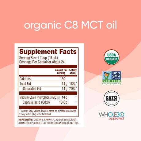 Nutiva Organic C8 MCT Oil 355Ml.