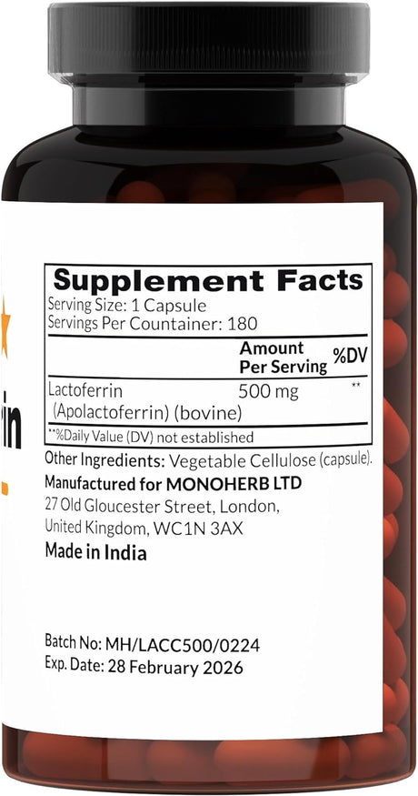 Monoherb Pure Lactoferrin 500Mg. 180 Capsulas
