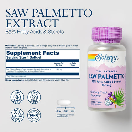 Solaray Saw Palmetto Extract 160Mg. 60 Capsulas Blandas