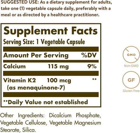 Solgar Vitamin K2 MK7 100mcg 50 Capsulas
