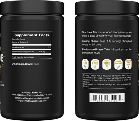 UpNourish Micronized Creatine Monohydrate Powder 80 Servicios 400Gr.