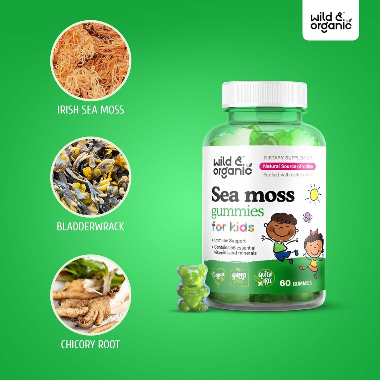 Wild & Organic Sea Moss Gummies for Kids 60 Gomitas