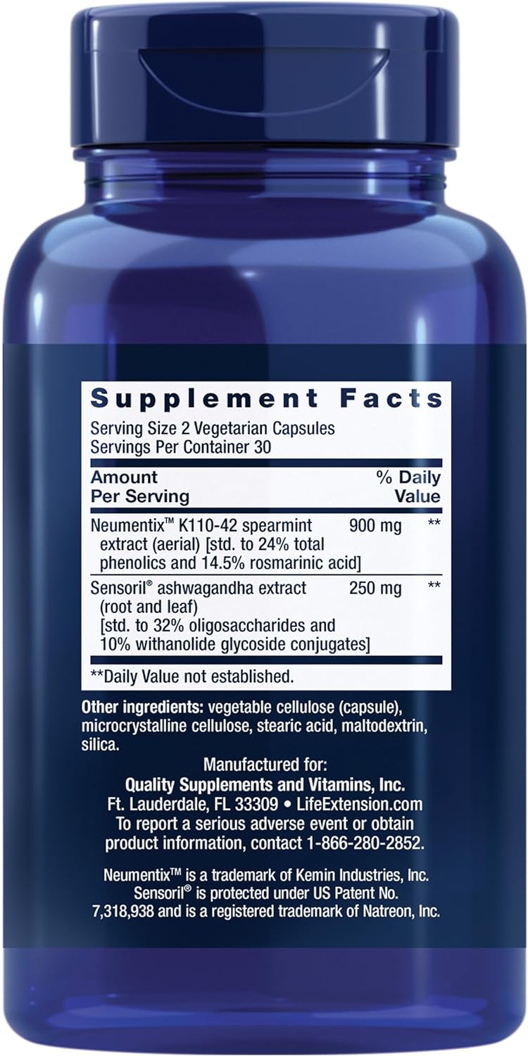 Life Extension Ashwagandha Plus Calm & Focus 60 Capsulas