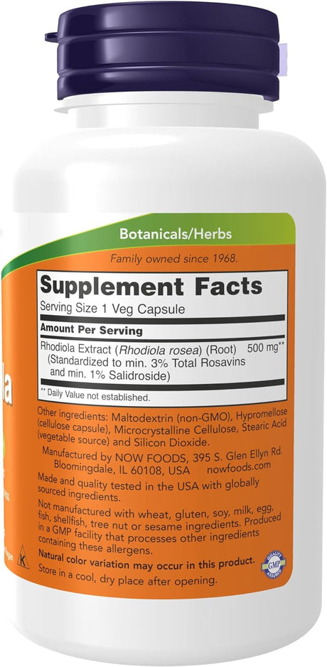 NOW Supplements Rhodiola 500Mg. 120 Capsulas