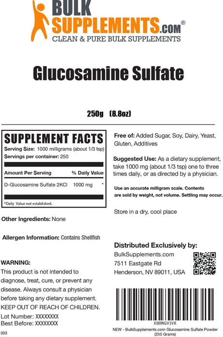 Bulk Supplements Glucosamine Sulfate Powder 250Gr.