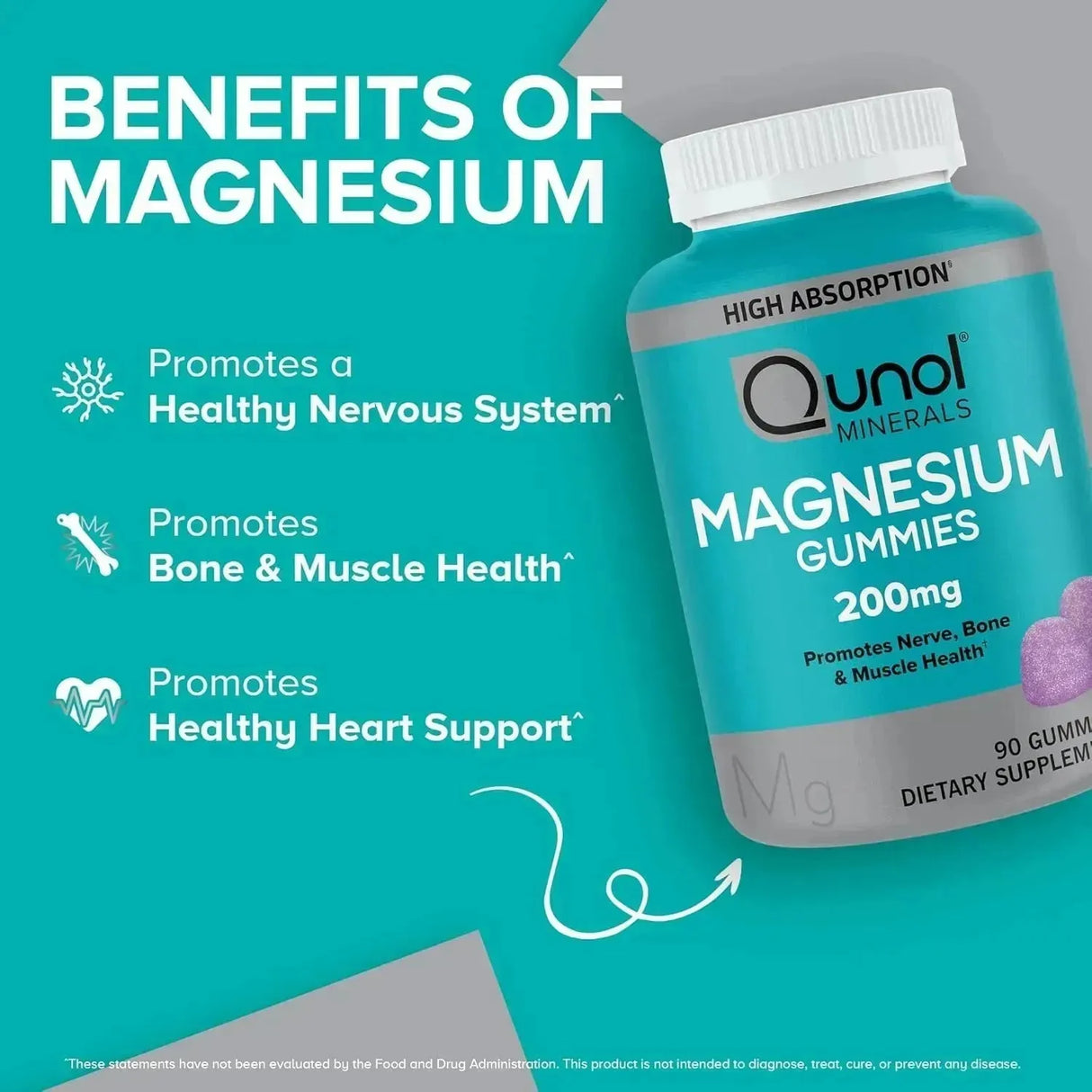 QUNOL - Qunol Magnesium Gummies for Adults 200Mg. 90 Gomitas - The Red Vitamin MX - Suplementos Alimenticios - {{ shop.shopifyCountryName }}