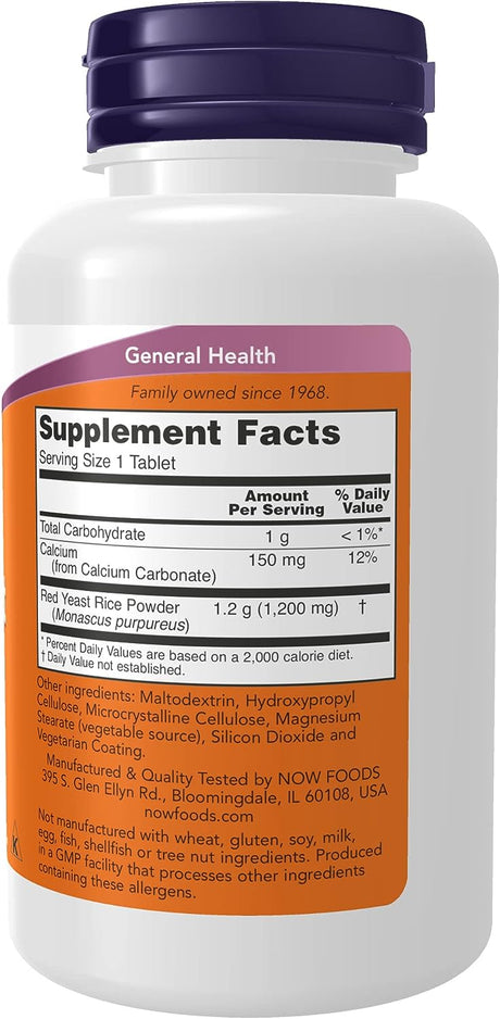 NOW Supplements Red Yeast Rice 1200Mg. 60 Capsulas