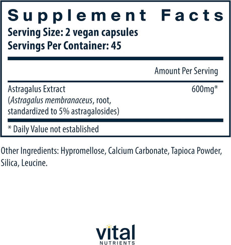 Vital Nutrients Astragalus Root Extract 300Mg. 90 Capsulas