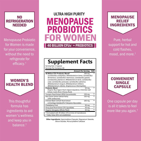BioSchwartz Menopause Support Probiotics for Women 60 Capsulas