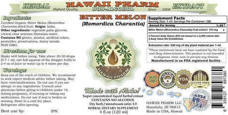 Hawaii Pharm Bitter Melon Alcohol-Free Liquid Extract 2 Fl.Oz. 2 Pack
