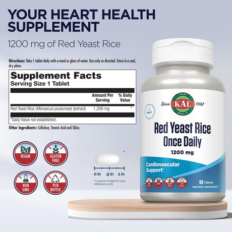 KAL Red Yeast Rice Once Daily 1200Mg. 60 Tabletas