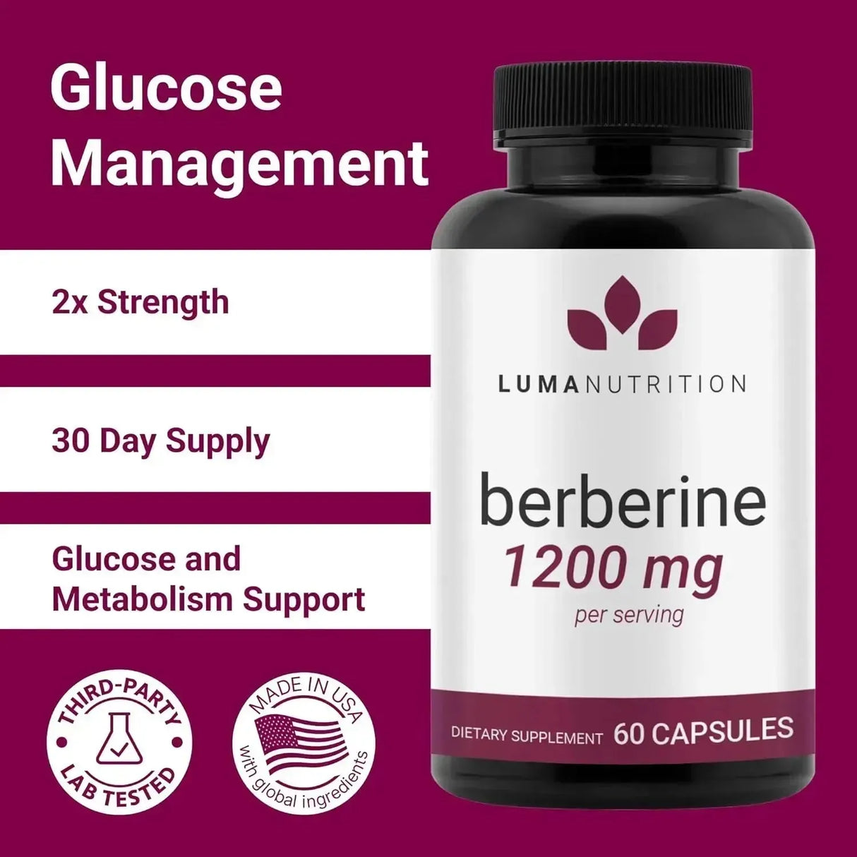 LUMA NUTRITION - Luma Nutrition Berberine 1200Mg. 60 Capsulas - The Red Vitamin MX - Suplementos Alimenticios - {{ shop.shopifyCountryName }}