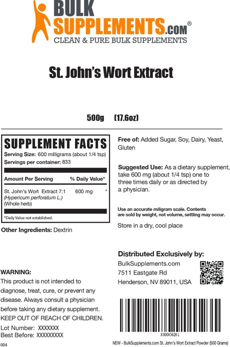 Bulk Supplements St. John's Wort Extract 500Gr.