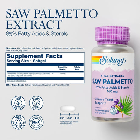 Solaray Saw Palmetto Extract 160Mg. 120 Capsulas Blandas