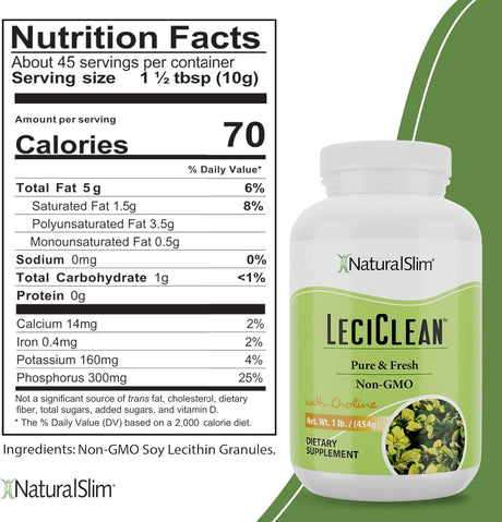 NaturalSlim Leciclean Pure Soy Lecithin Granules 454Gr.